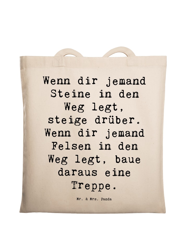 Tote Bag Spruch Stolpersteine im Alltag meister... in Creme
