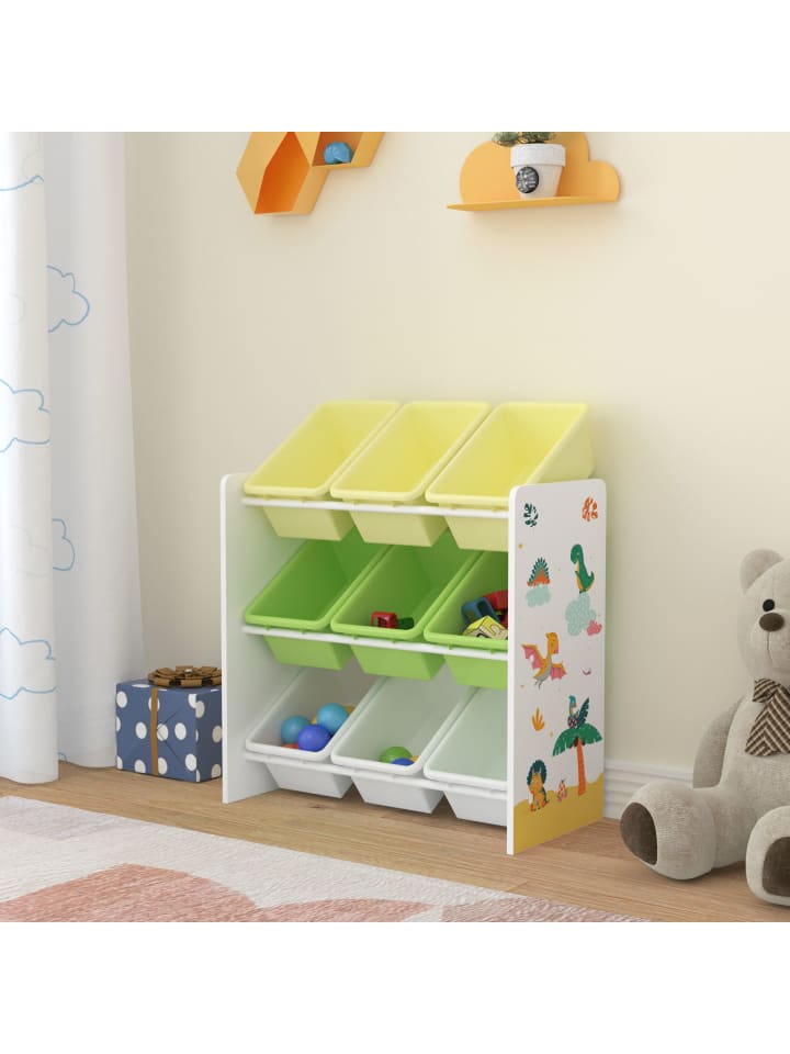 Kinderregal Muxía in Gelb Grün (H)60cm (B)62cm (T)26.5cm