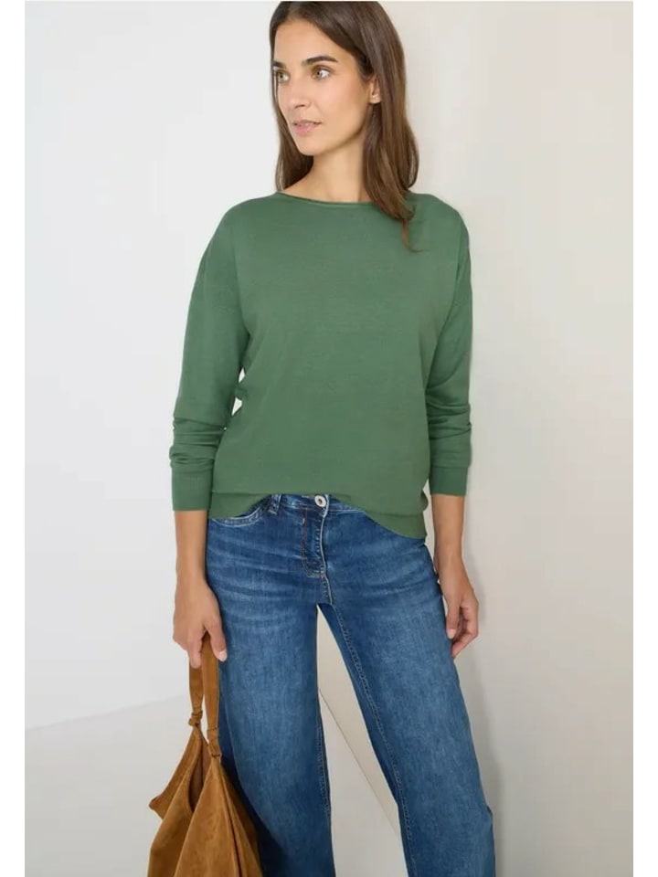 Rundkragen Langarmshirt für Damen in grün
