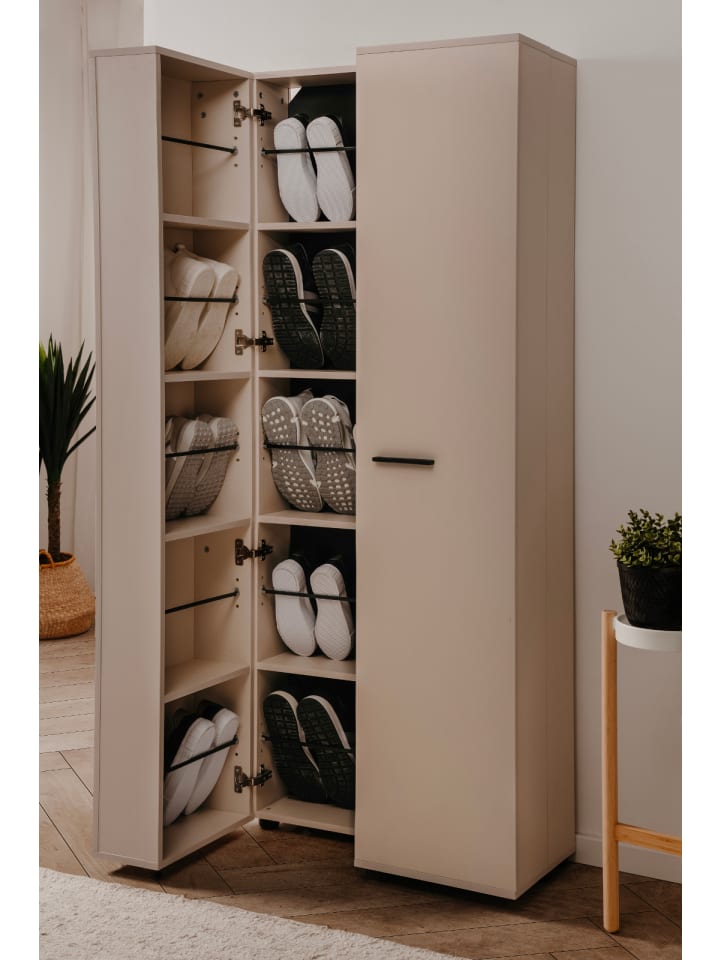 Schuhschrank Samtfarben 74 cm, Flurschrank aufklappbar für 30 Paar Schuhe