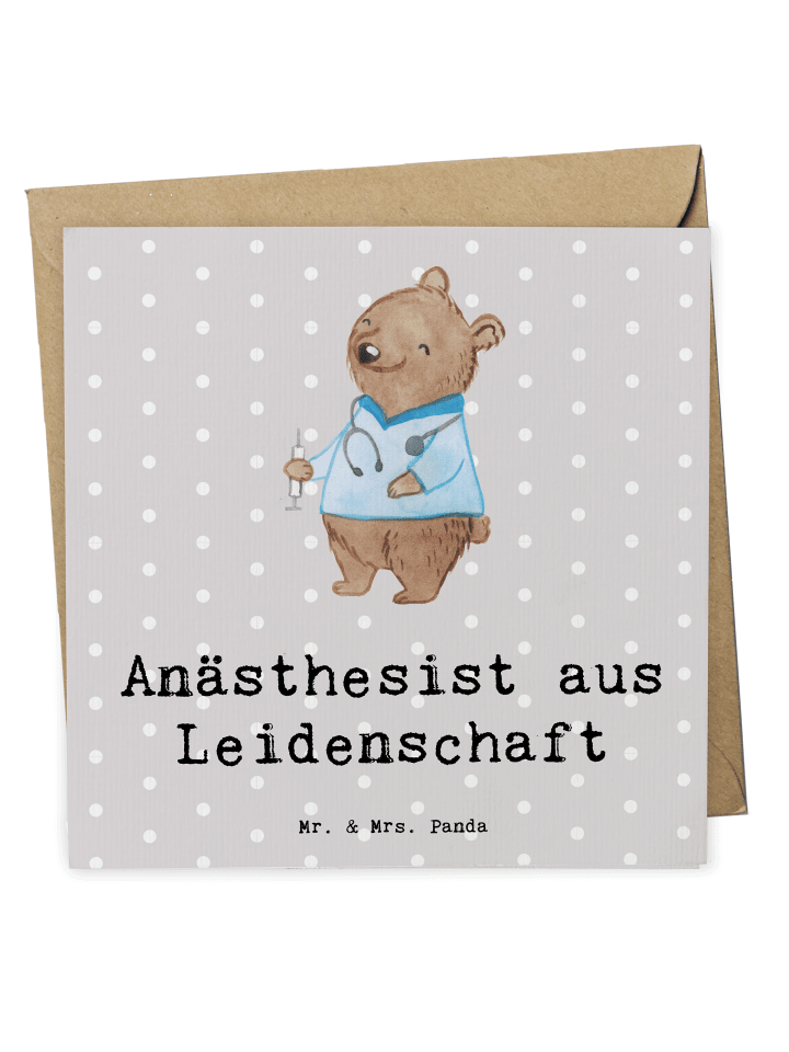 Grußkarte Anästhesist Leidenschaft mit Spruch in Grau Pastell