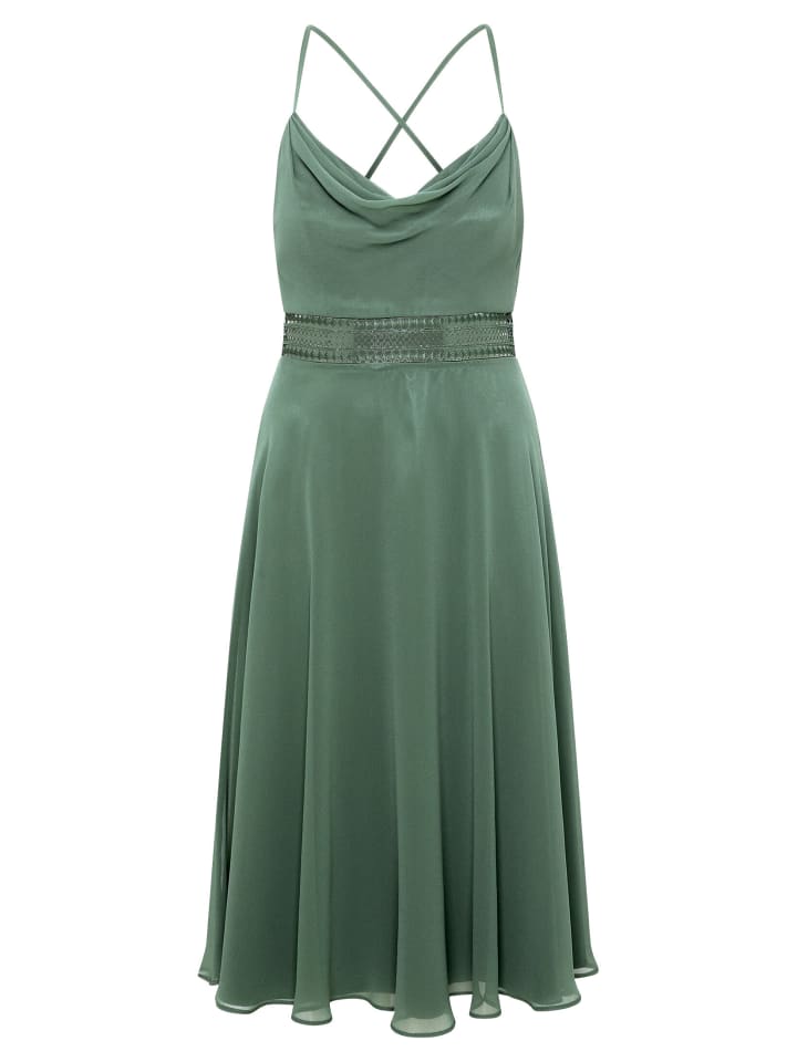 Cocktailkleid mit Wasserfallausschnitt in Light Aventurine