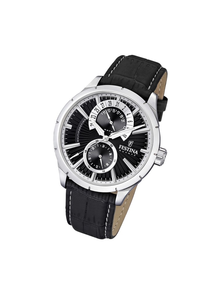 Analog, Multifunktion-Armbanduhr Festina Klassik schwarz extra groß (ca. 46mm)