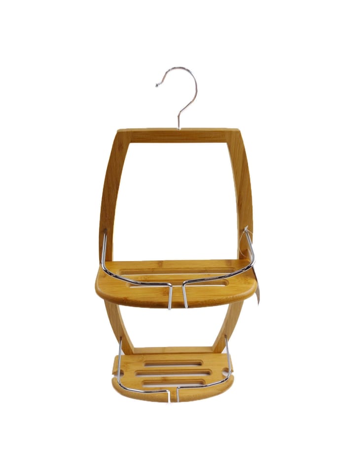 Badezimmerregal für Dusche, Bambus - 2 Ebenen in Braun, 12,5 x 61 x 27 cm