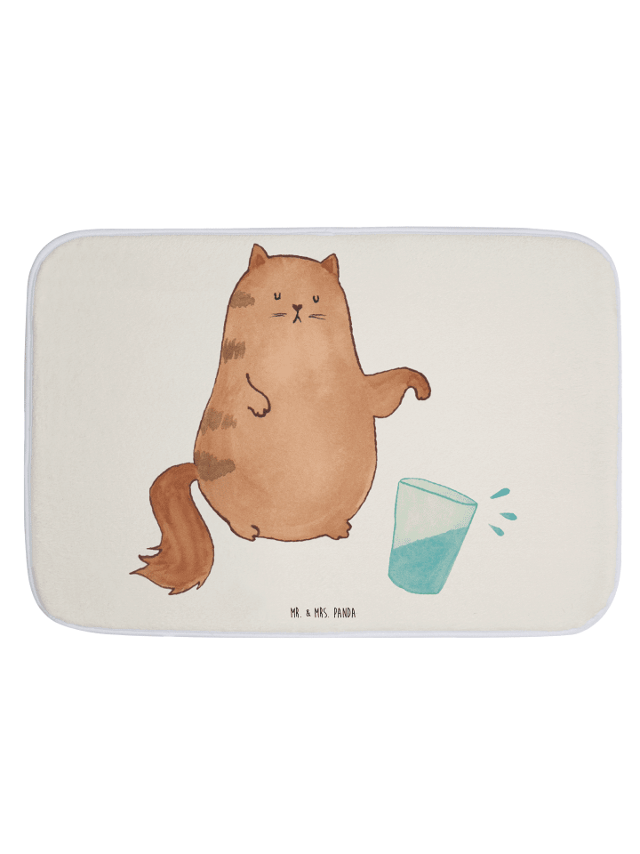 Badeteppich Katze Wasserglas ohne Spruch in Weiß