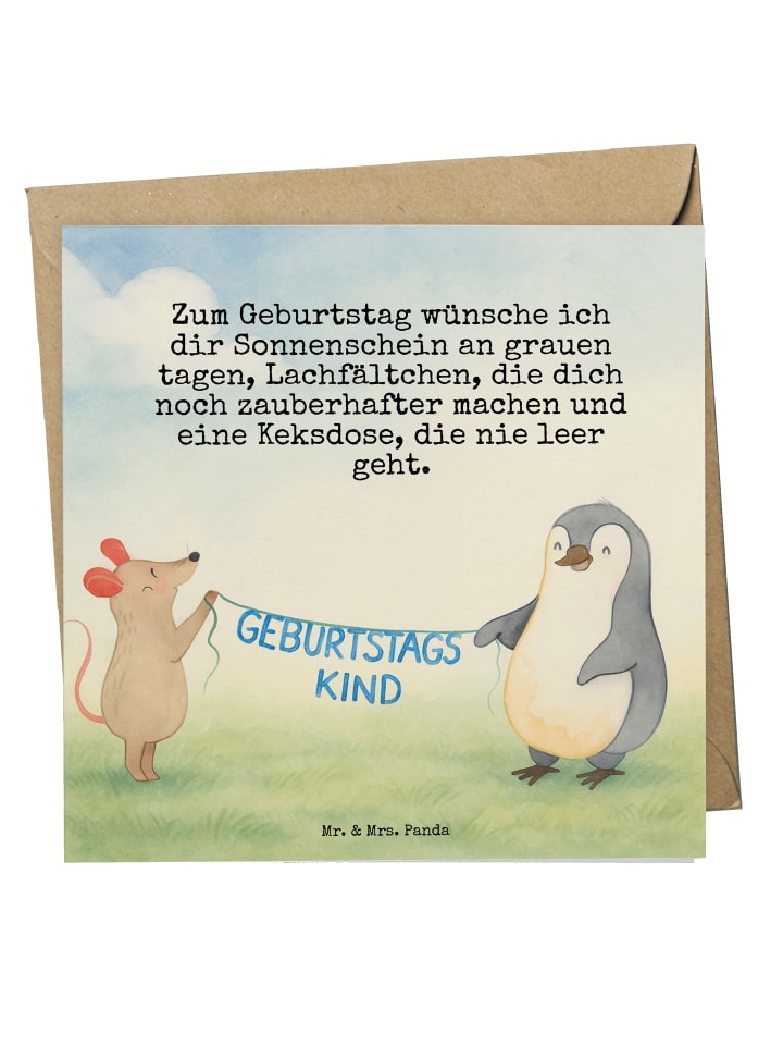 Grußkarte Maus Pinguin Geburtstag Design mit Sp... in Weiß