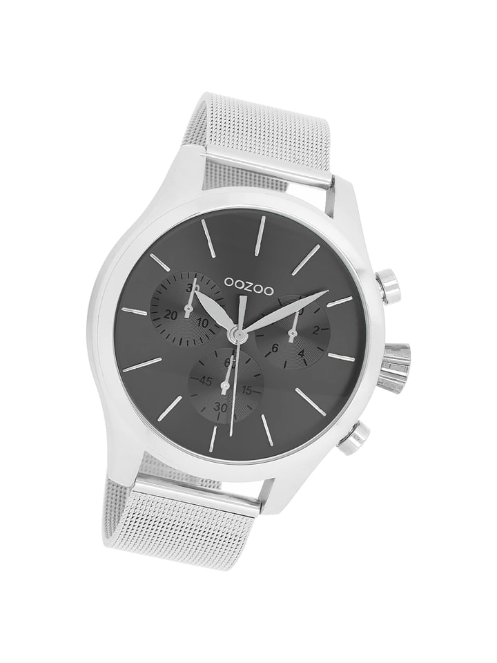 Analog-Armbanduhr Oozoo Timepieces silber groß (ca. 45mm)