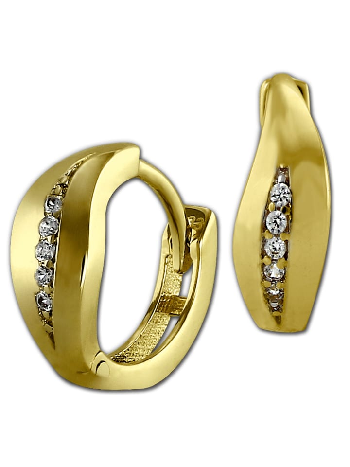 Echtgold, 333er Gelbgold Damen Creolen Blatt Ohrring ca. 13mm