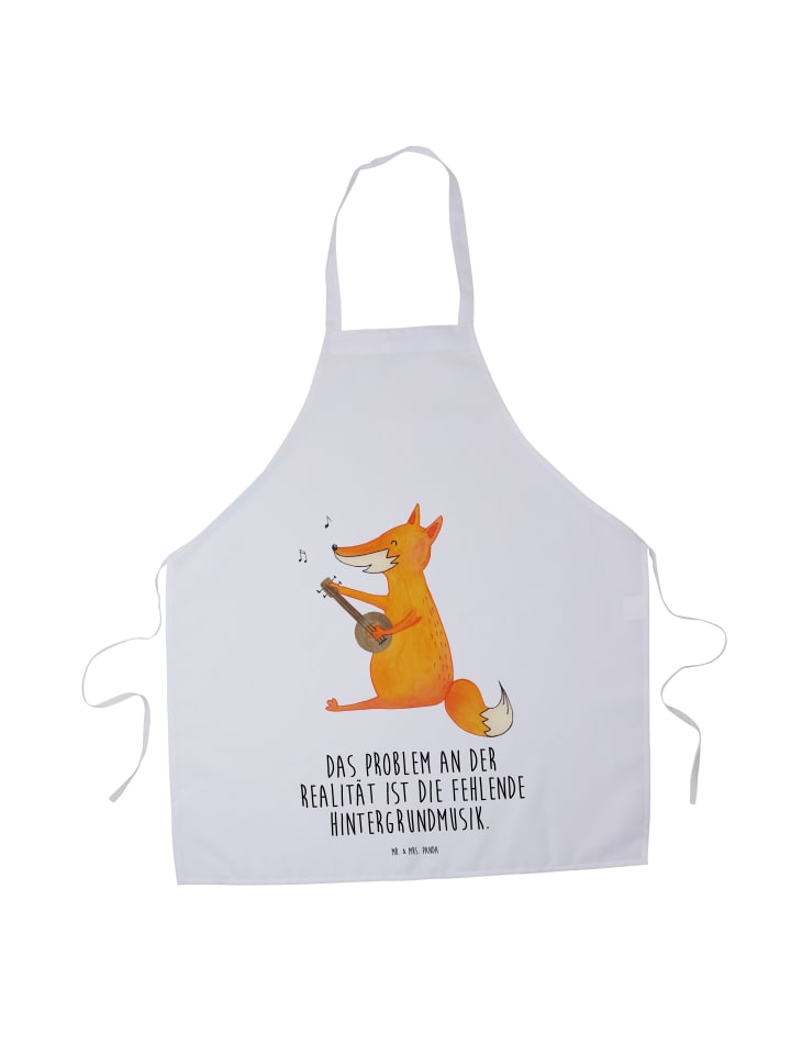Schürze Fuchs Gitarre mit Spruch in Weiß