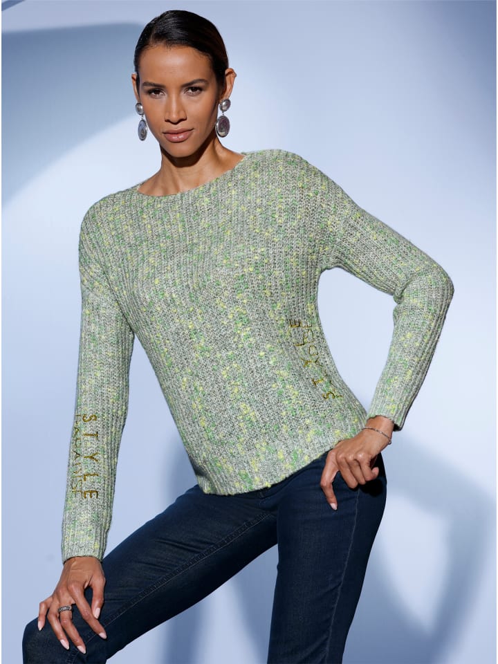 Pullover in apfel-pistazie-gemustert