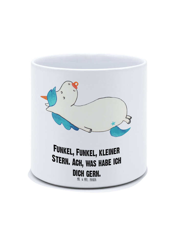 Blumenkübel Einhorn Schnuller mit Spruch in Weiß