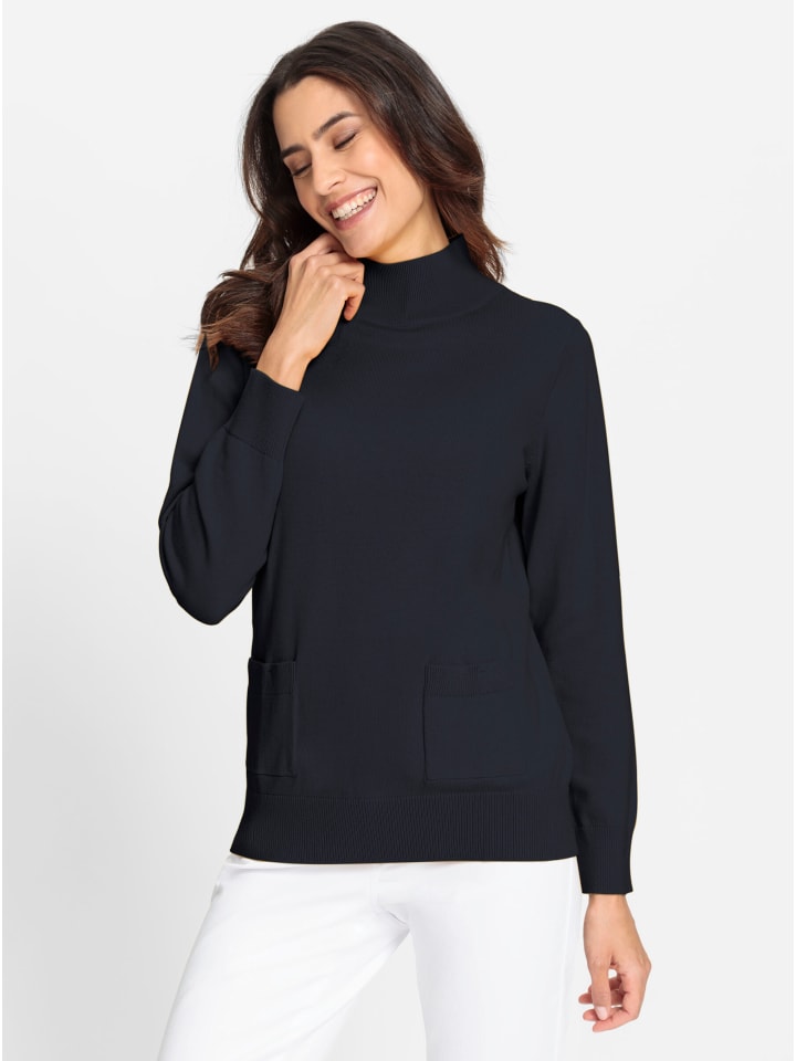 Stehkragen-Pullover in marine