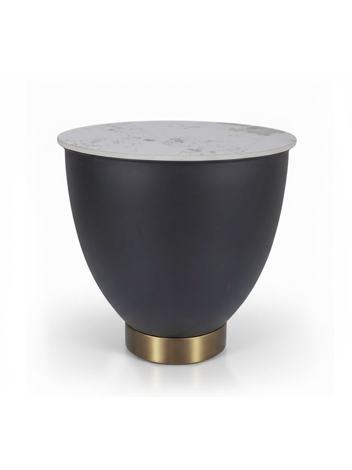 Couchtisch Cyprus weiß Marmor / schwarz matt / gold 48 / 48 / 45cm