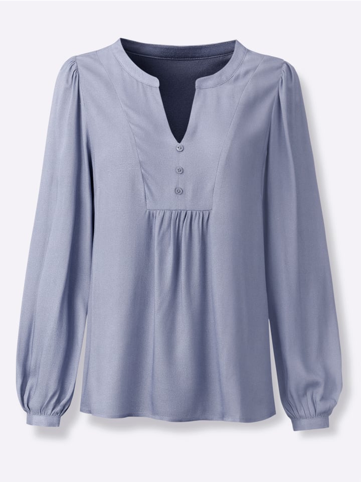 Longbluse in taubenblau