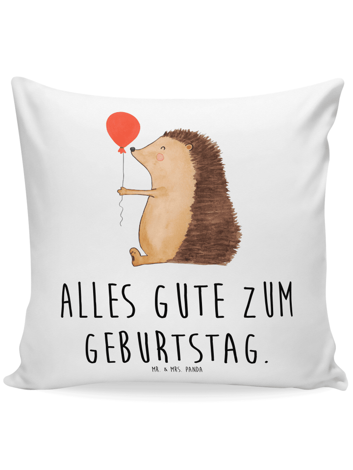 Couchkissen Igel Luftballon mit Spruch in Weiß