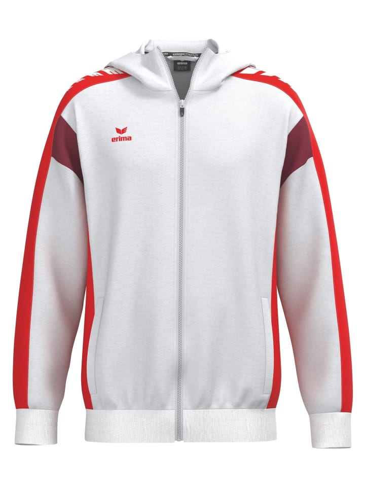 Kinder Trainingsjacke mit Kapuze in weiß/rot