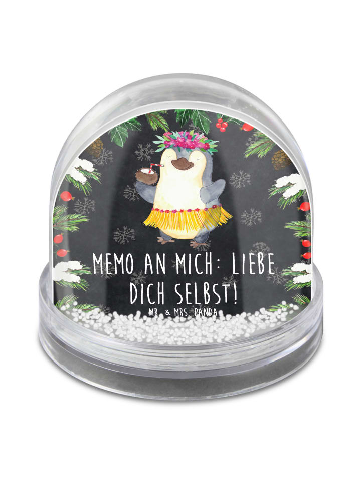 glitzerkugel Pinguin Kokosnuss mit Spruch in Kreidetafel