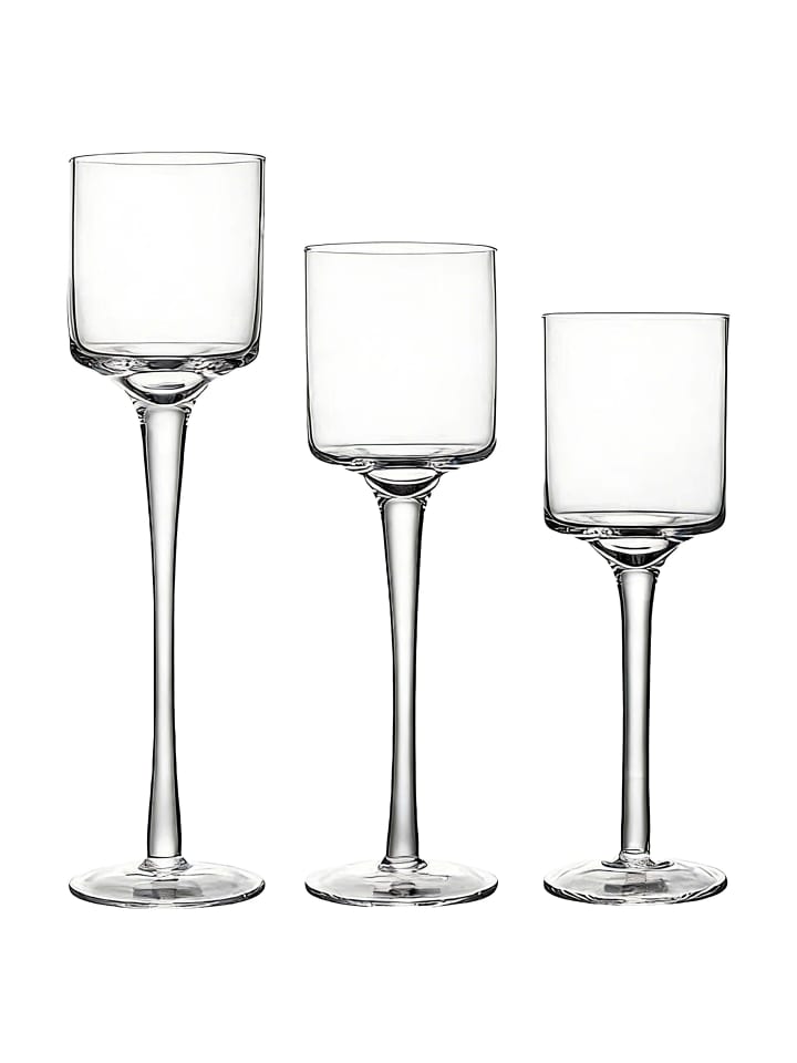 3-tlg. Kerzenhalter-Set in Transparent