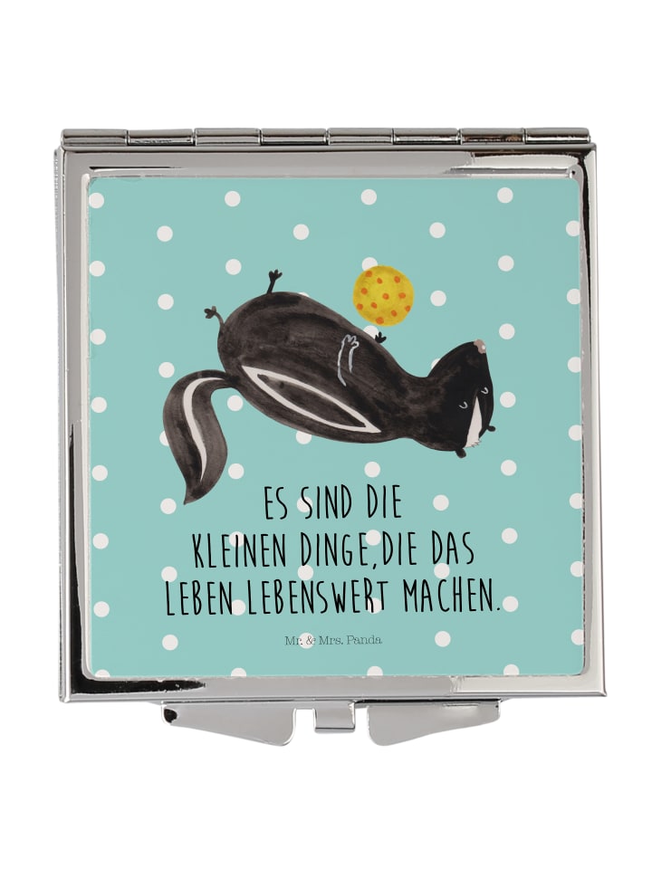 Schminkspiegel Stinktier Ball mit Spruch in Türkis Pastell