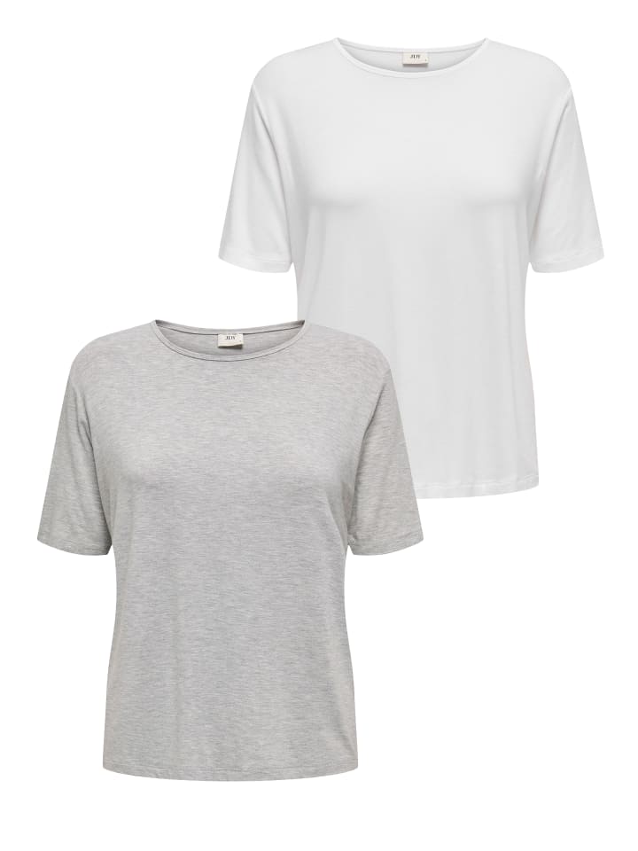 T-Shirt 2er-Set  Weich Regular Fit Rundhals in Hellgrau-3