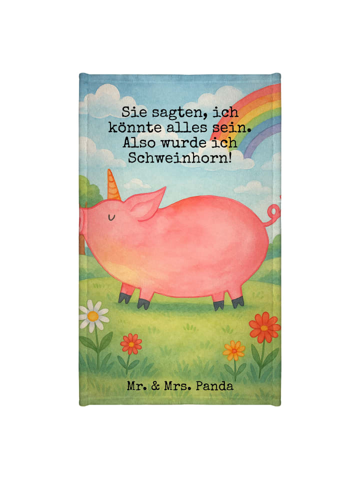 Gästehandtuch Einhorn Schwein Design mit Spruch in Weiß