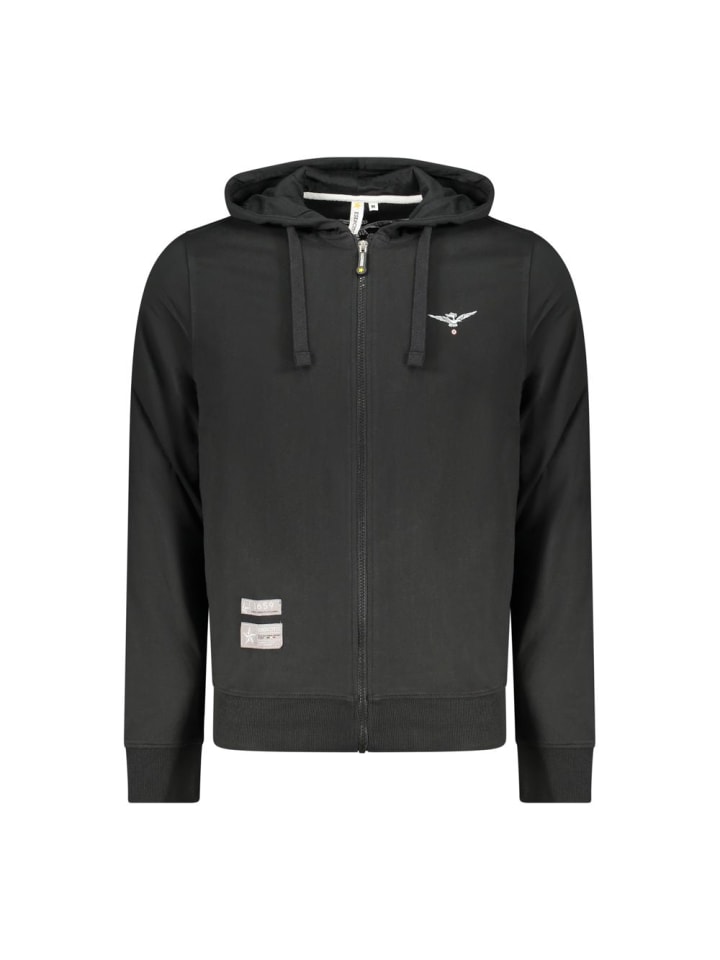 Schwarz Baumwolle Herren Hoodie