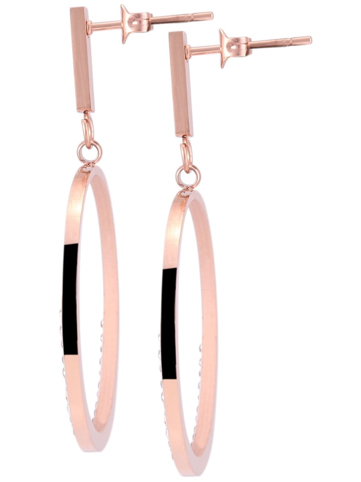 Damen Ohrringe – Ohrstecker aus Edelstahl mit Strass Steinchen in gold