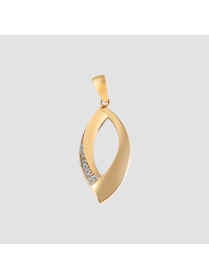 Damen Anhänger aus 375 Gold mit Zirkonia in gold