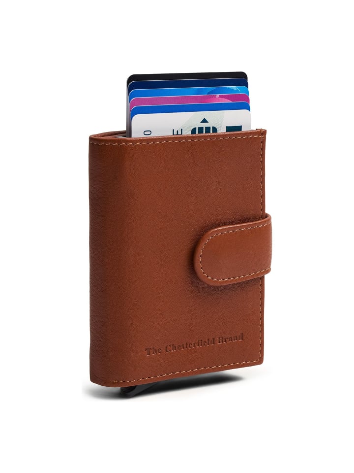 Hollis Geldbörse RFID Schutz Leder 10 cm cognac
