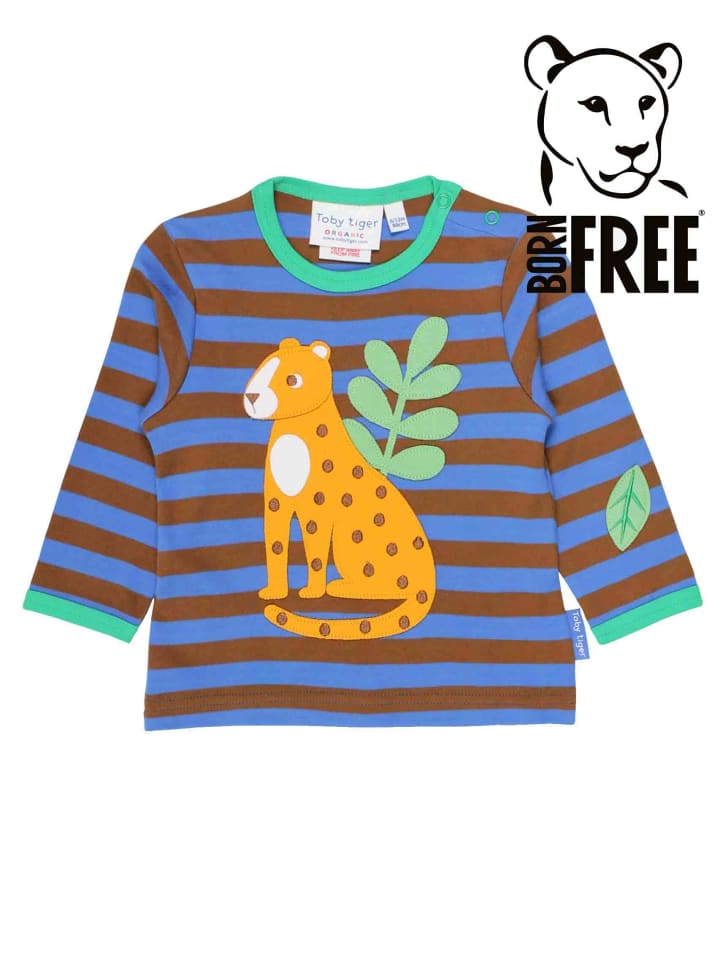 Langarmshirt mit Leoparden Applikation in blau