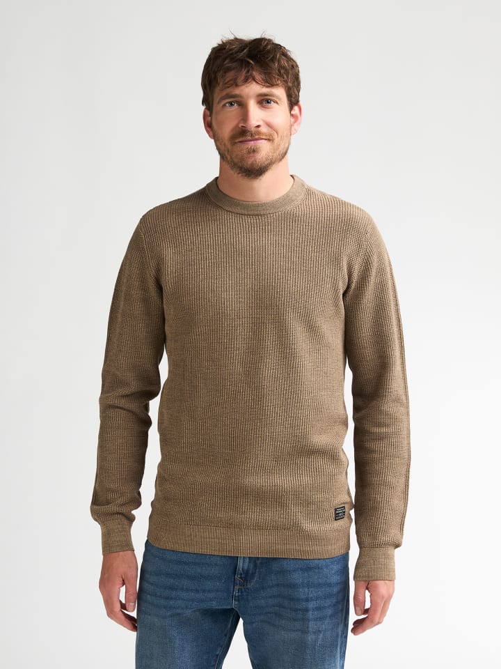 Strukturstrickpullover aus Baumwolle ironstone in Braun