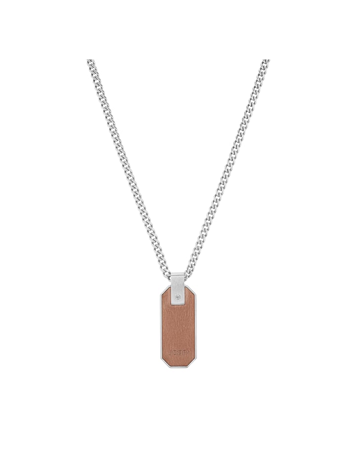 Kette mit Anhänger Edelstahl, IP Braun in Braun