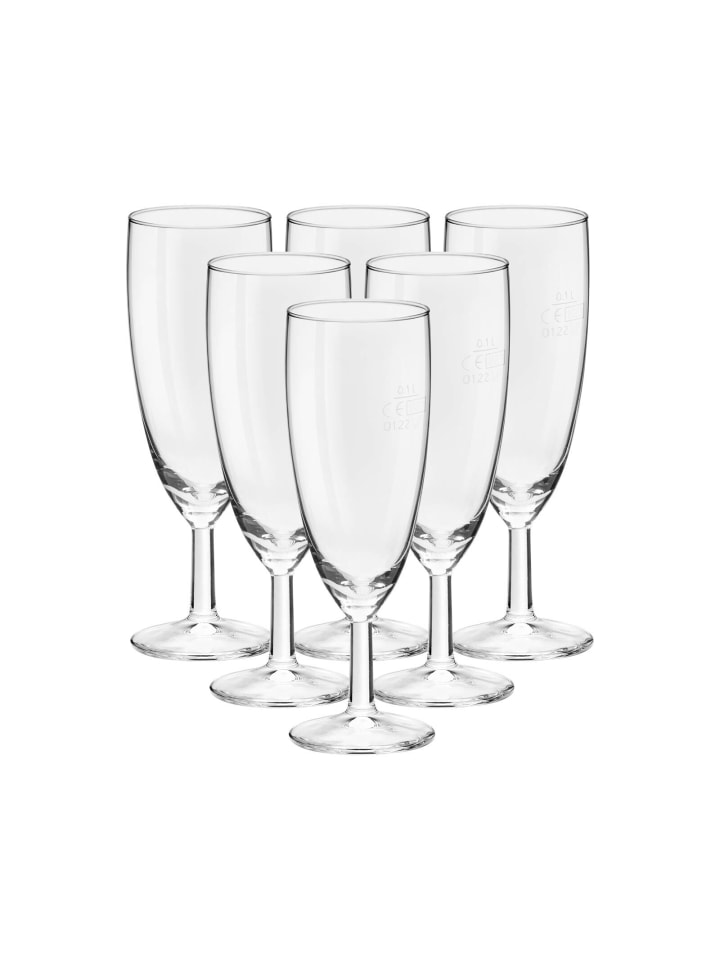 6er Set Sektgläser geeicht Royalty in Transparent 0,1 l