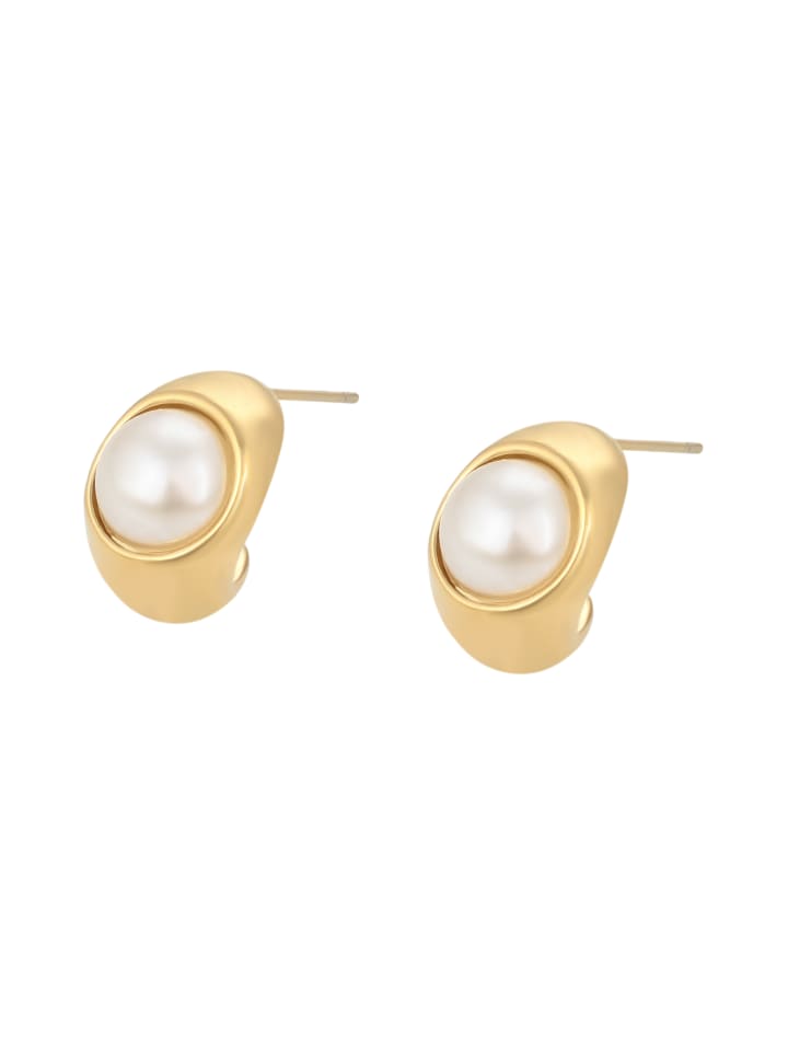 Women Stud Earrings in Gold White