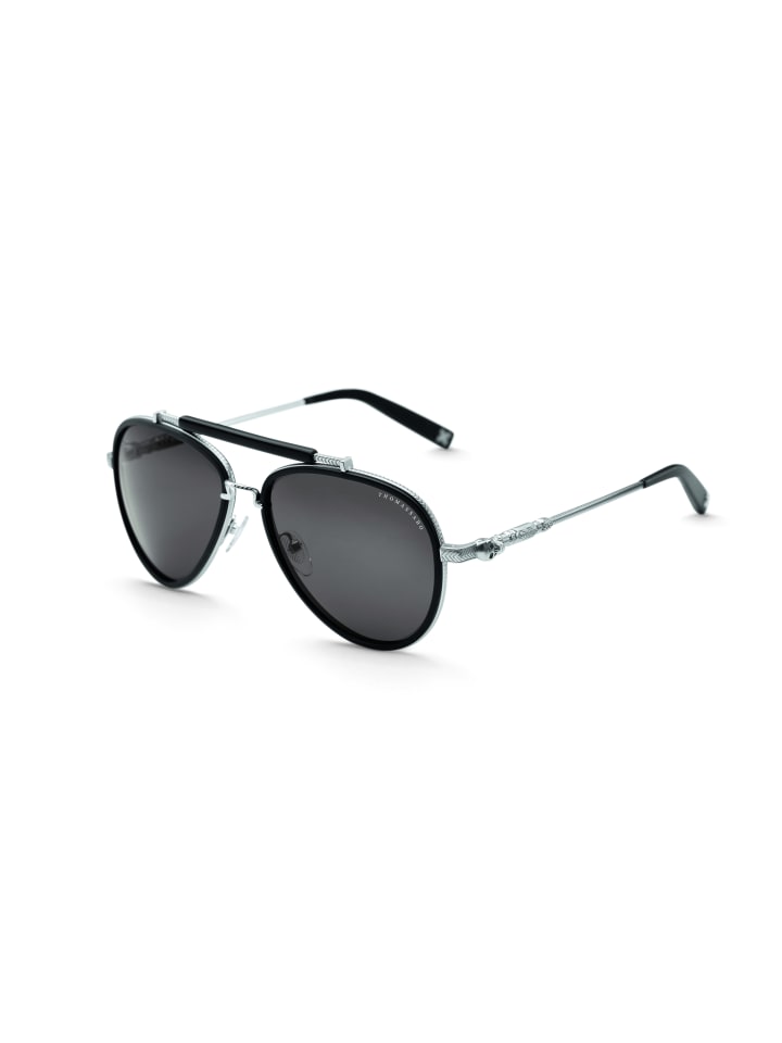 Sonnenbrille Harrison Pilot Totenkopf Polarisiert in silber, schwarz