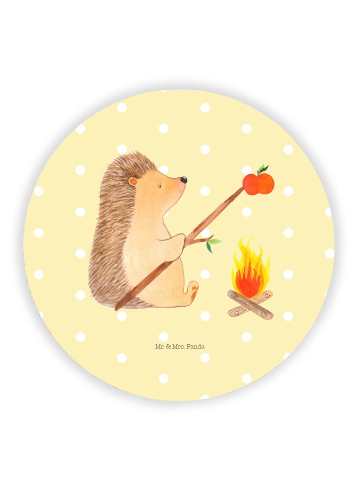 Magnet Igel Grillen ohne Spruch in Gelb Pastell