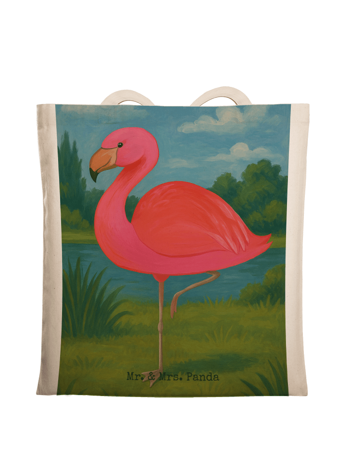 Tasche Flamingo Classic Design ohne Spruch in Weiß