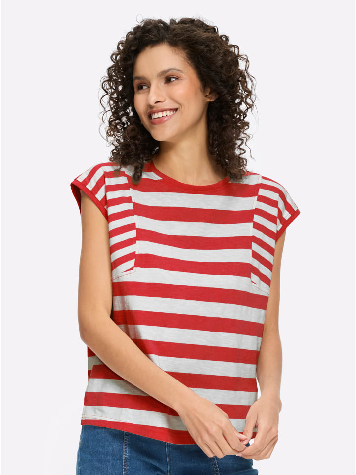 Shirt in rot-weiß-gestreift