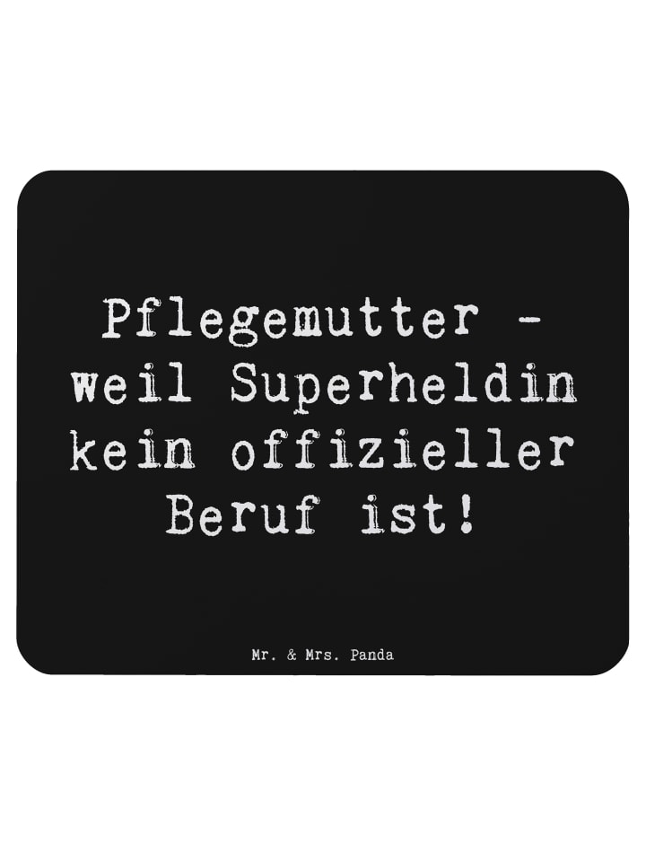 Mauspad Pflegemutter Superheldin mit Spruch in Schwarz