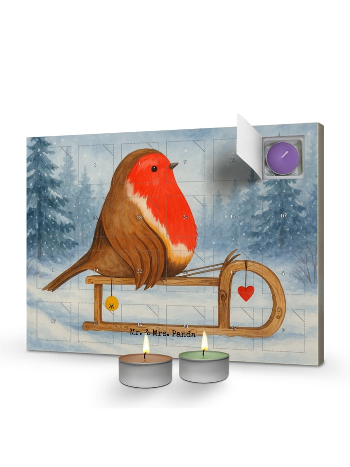 Adventskalender Rotkehlchen Schlitten Design oh... in Weiß