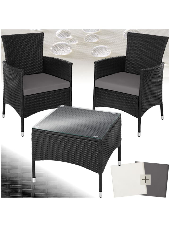 Rattan Gartenset für 2 Personen, 2 Bezugssets