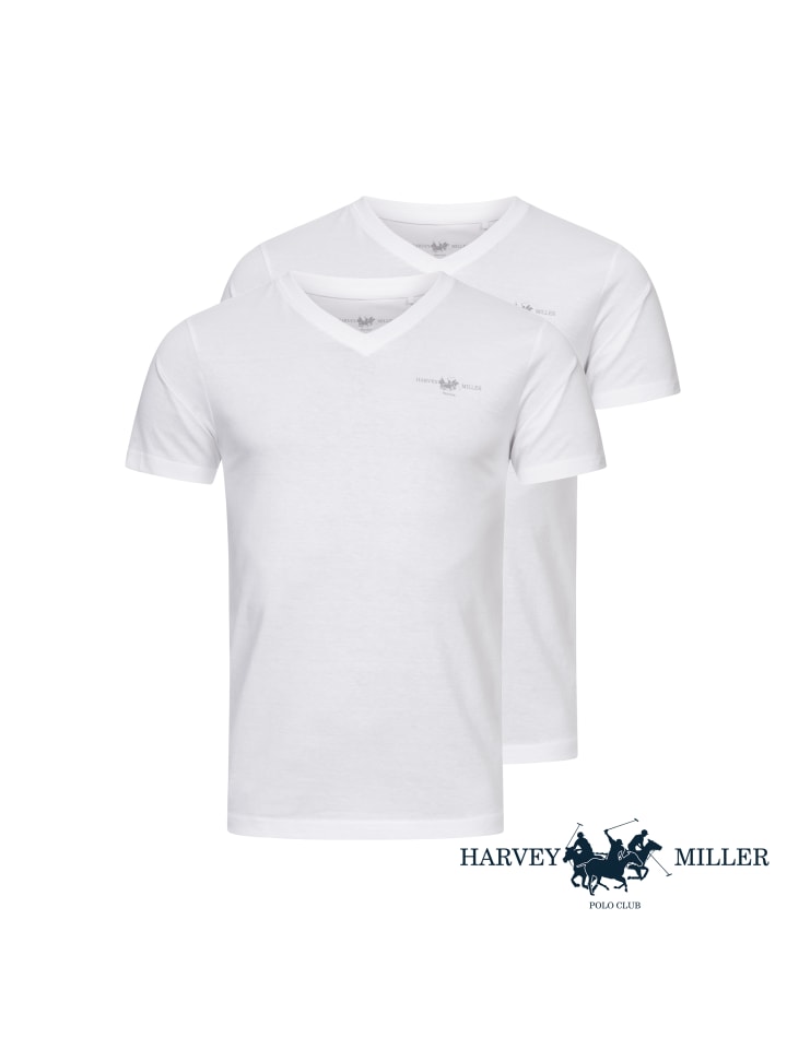 Harvey Miller Tshirt 2er Pack mit V-Hals-Ausschnitt 2x Weiß