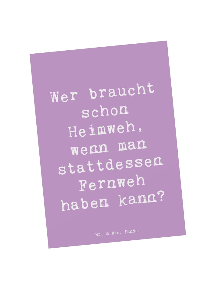 Postkarte Spruch Heimweh oder Fernweh mit Spruch in Lavendeltraum