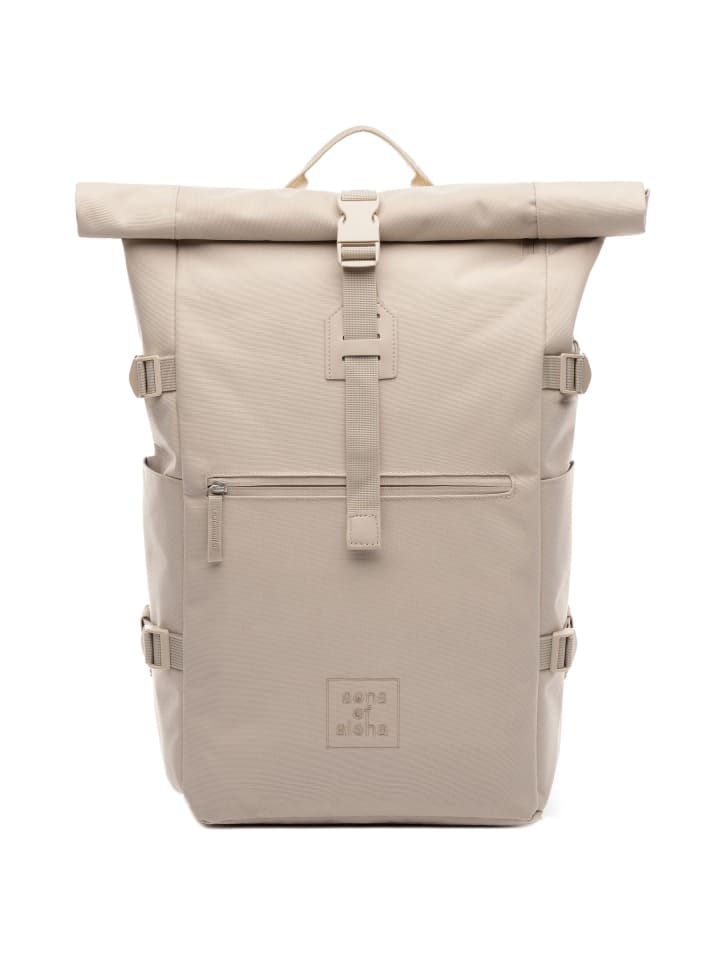 Rucksack XL RollTop Rucksack KANE erweiterbar| Laptop-Fach groß in beige