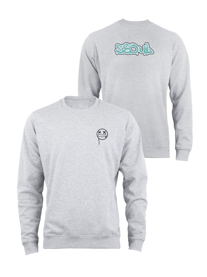 Sweatshirt Street Art Seoul - Weltenbummler Kollektion in Grau-Melange