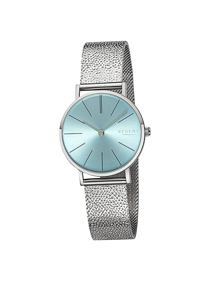 Armbanduhr-Analog silber mittel (ca. 32mm) Regent Metallarmband
