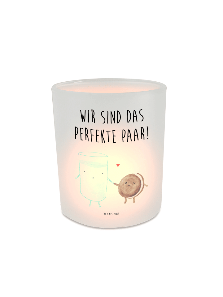 Glas Windlicht Milch Keks mit Spruch in Transparent