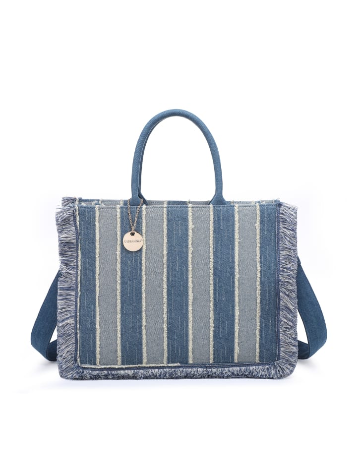 Umhängetasche in BLUE AND TAUPE