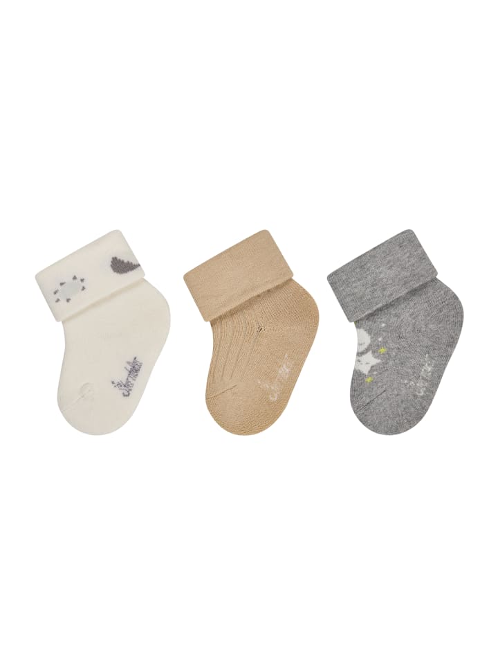 Baby Socken 3er-Pack Planeten in ecru