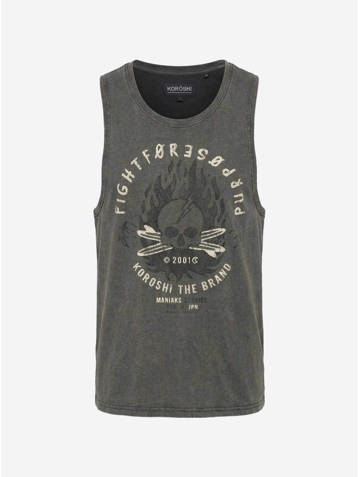 Herren baumwolle print tanktop in grau